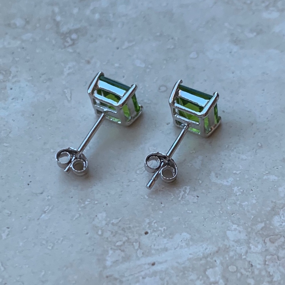 Sterling Silver Peridot Cz Earring, Silver Earring View 4